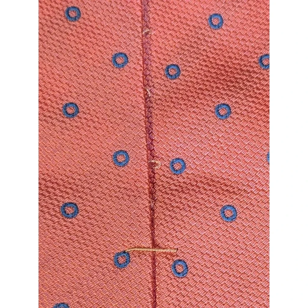 Thomas Pink Tie Silk Neck Polka Dots Blue Circles Textured Mens Necktie Morocco